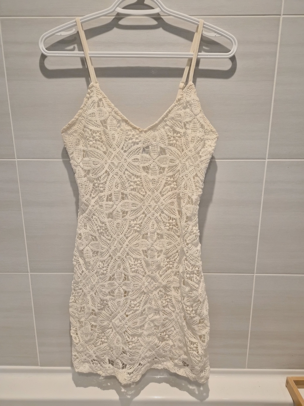 Jack by BB Dakota Cream Crochet Slip Dress with V-Neck